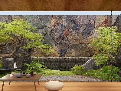 现代侘寂庭院小品 现代日式庭院小品 现代侘寂风庭院 禅意庭院花园 现代天井景观 下沉庭院