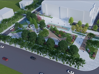 现代办公园区景观 庭院景观 办公区景观