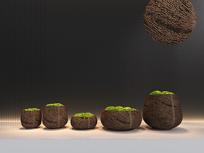 盆景 新中式苔藓盆景盆