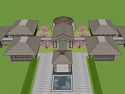 中式展览馆建筑 艺术展览馆