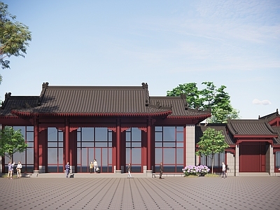 中式展览馆建筑 展览馆 酒店