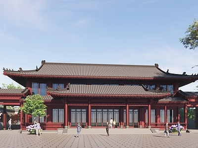 中式展览馆建筑 展览馆 酒店