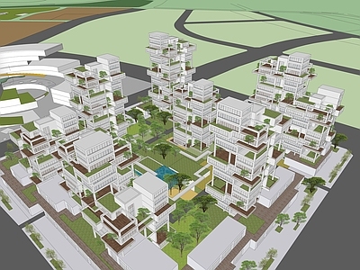 现代小区建筑 第五代 绿色生态小区
