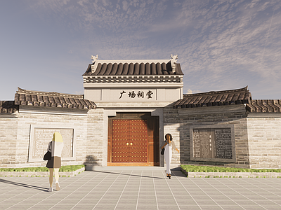 中式古建筑 古建筑 宗祠建筑