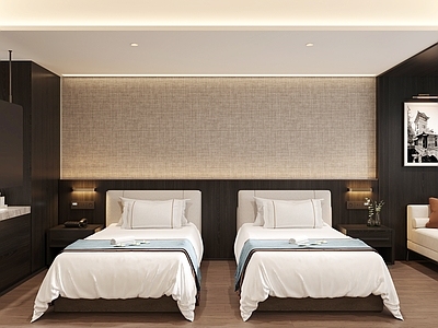 极简现代酒店客房 酒店客房 现代酒店客房 酒店标间