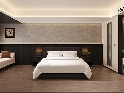 现代极简酒店 酒店客房 大床房 现代客房