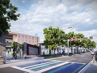 现代学校建筑 学校 中学大门
