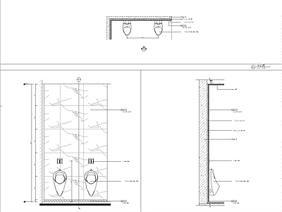 现代简约公共卫生间 小便斗详图 卫生间详图 商场卫生间 施工图