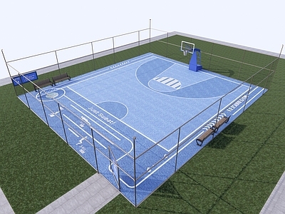 现代篮球场 户外篮球场 半场篮球场 热身区