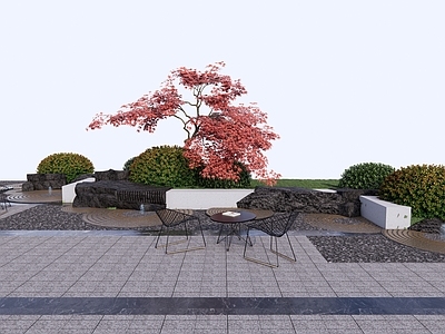 现代新中式庭院小品 新中式庭院小品 禅意水景 景石组合 石头条凳