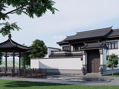 新中式现代别墅 独栋别墅 民宿 自建房 合院