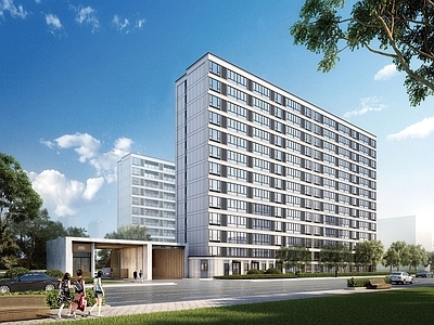 现代简约小区建筑 涂料立面 立面分缝
