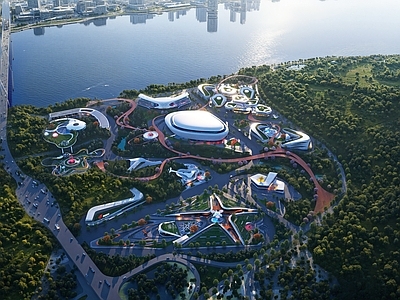 现代展览馆建筑 展览建筑 商业街区 山顶建筑 文化馆 地景商业