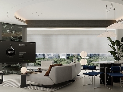 现代家居客厅 横厅 无主灯客厅 大平层客厅