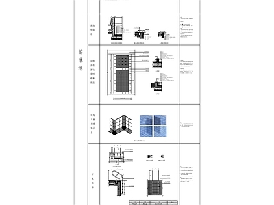 景观节点 室外泳池详图 泳池通用做法 景观泳池详图 酒店住宅泳池详图 游泳池详图 施工图