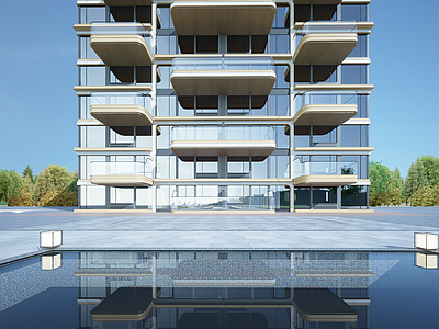 现代小区建筑 住宅门头 单元门头 住宅入户门 架空层入户大堂 入户大堂