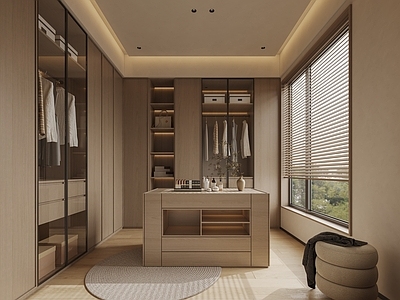 现代衣帽间 岛台衣帽间 L型衣帽间