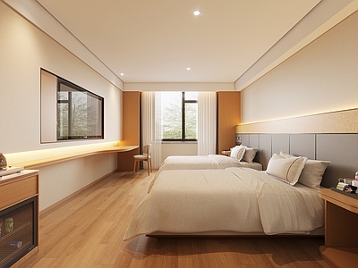 现代简约酒店客房 现代全季酒店客房