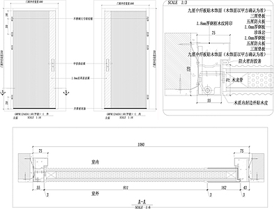 入户门 钢木入户门节点 施工图