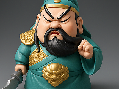 现代新中式其他摆件 关公摆件 武财神 Q版关公 关云长 大刀关羽