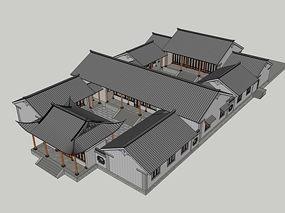 中式新中式古建筑 古建筑 书院