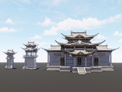 中式古建筑 中式建筑 游戏建筑 中式阁楼庭院