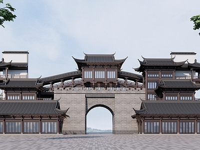 中式现代古建筑 城门楼