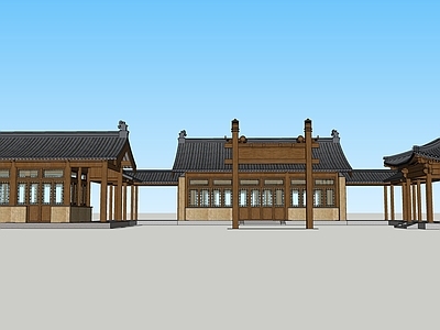 中式古建筑 古建筑 驿站 四角亭 牌坊