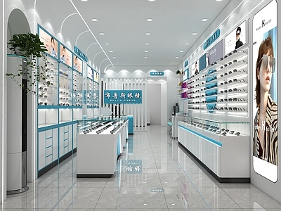 现代极简眼镜店 传统高柜