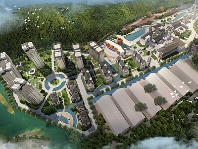 现代简欧联排别墅 居住小区 居住建筑 幼儿园 社区