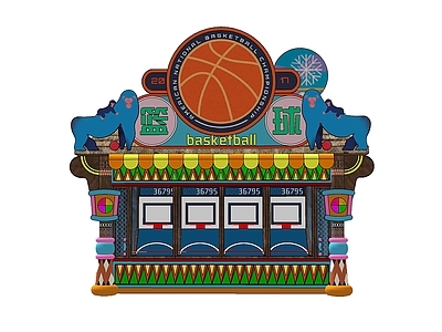 现代简约儿童活动空间 篮球摊位游戏 乐园多经点位 现代游戏摊位 户外游戏摊位 乐园投篮游戏