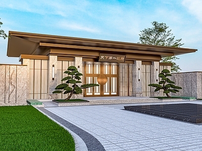 新中式中式入口大门 小区入口大门 新中式大门