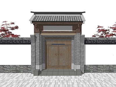 中式庭院门 庭院木门 中式门头 院落大门