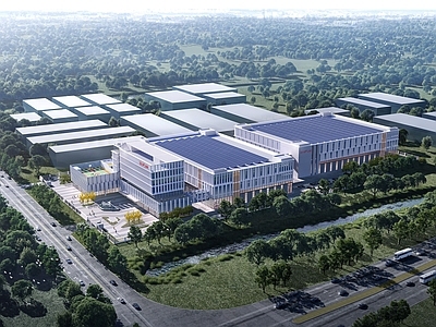 现代工业厂房 厂房办公 工业建筑 现代办公楼 车间