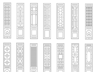 复古中式屏风隔断 中式格门 雕花屏风 隔断 复古屏风模块图 施工图