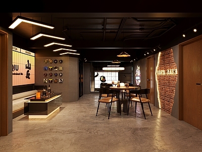 工业现代酒吧 工业风酒吧 清吧 主题酒吧 沙发休闲桌椅 霓虹灯