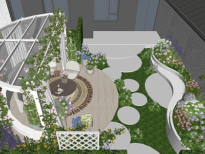 现代屋顶花园 私家花园 户外花架 庭院花园