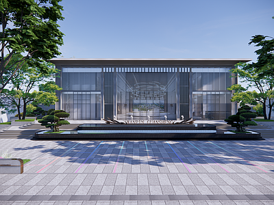 现代小区景观 入口展示区景观 水景雕塑