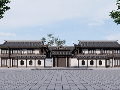 新中式现代酒店建筑 酒店 民宿 餐饮 合院