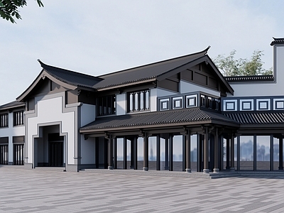 新中式现代餐饮建筑 酒店 餐饮 民宿