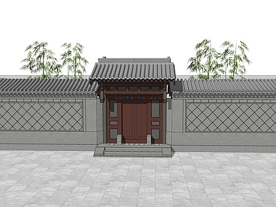 中式庭院门 庭院木门 中式门头 四合院大门