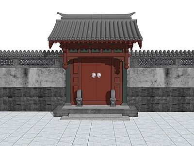 中式庭院门 合院大门 中式门头 庭院木门