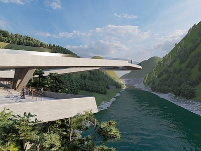 现代简约其他公共建筑 景观建筑 观景平台 悬挑建筑 公共观景设施