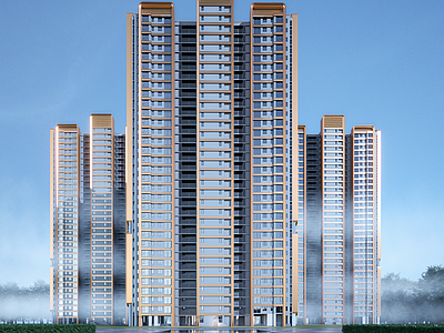 现代小区建筑 住宅门头 单元门头 住宅入户门 架空层入户大堂 入户大堂