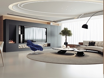 现代意式家居客厅 去客厅化 无主灯客厅 横厅 大平层客厅 黑白灰客厅