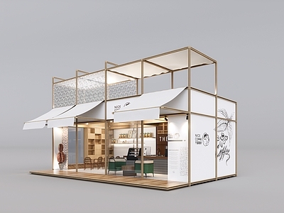 极简原木其他商业建筑 木结构快闪咖啡店