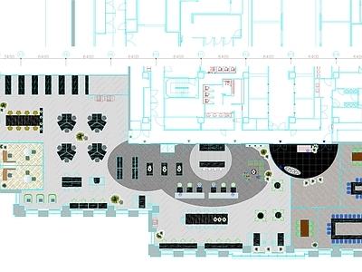 现代整体办公空间 办公室平面图 施工图