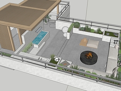 现代屋顶花园 屋顶花园 户外座椅