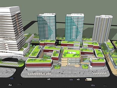 现代鸟瞰规划 商业办公综合体 商业住宅综合体 商业办公规划 商住公寓综合体