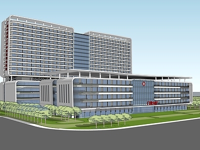 现代医院建筑 市人民医院 医院综合楼 造型医院建筑
